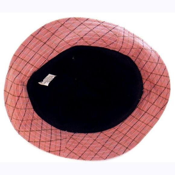 D&Y pink velvet stripes bling buckle fedora hat - Picture 4 of 5
